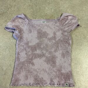 Abercrombie Kids 13/14 Girls Smocked Top Purple Short Sleeve